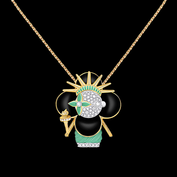 resized 【獨家商品】VIVIENNE STATUE OF LIBERTY 白K金、黃K金及亮漆配鑽石吊墜 1140000 型號 Q93904 68顆鑽石，約1.10克拉