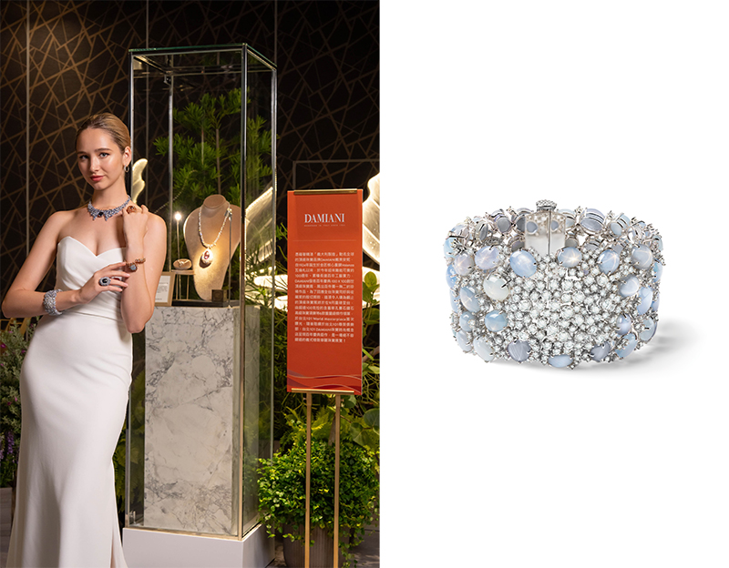 DAMIANI Mimosa Light Blue Galaxy含羞草18K白金星光藍寶石與鑽石手環，建議售價NT 9760000