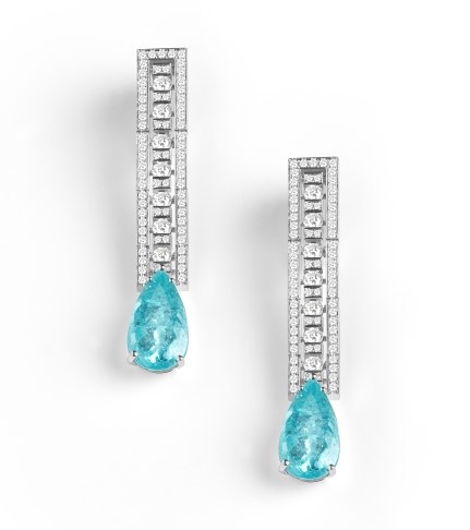 DAMIANI Belle Epoque Dolce Vita美好年代18K白金帕拉伊巴碧璽與鑽石耳環，建議售價NT 9550000