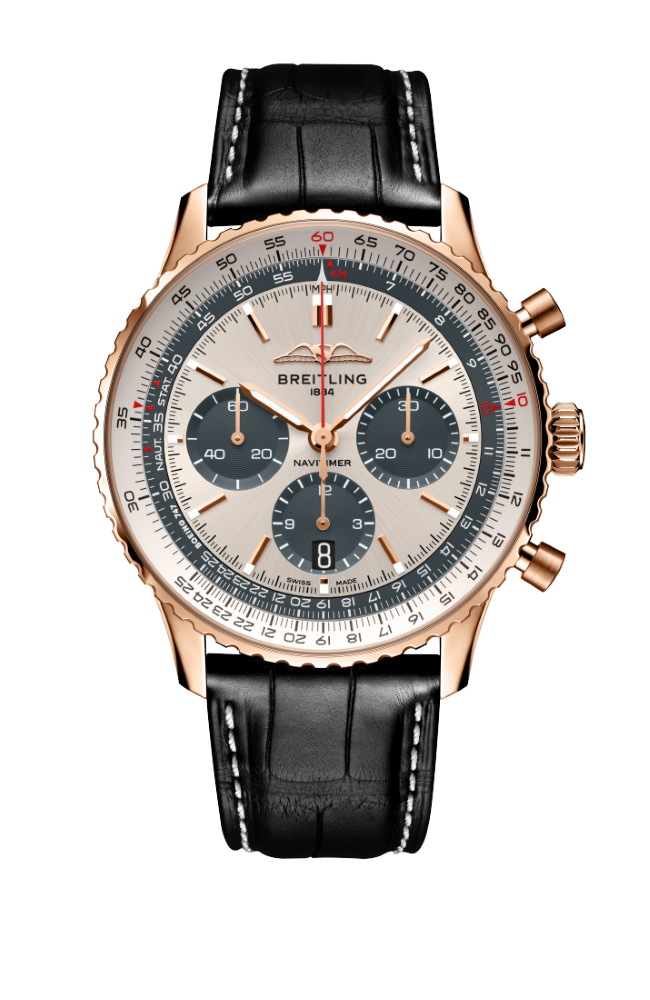 百年靈Navitimer B01 Chronograph 43航空計時腕錶星宇航空特別版18K紅金款，建議售價NT 633000 1