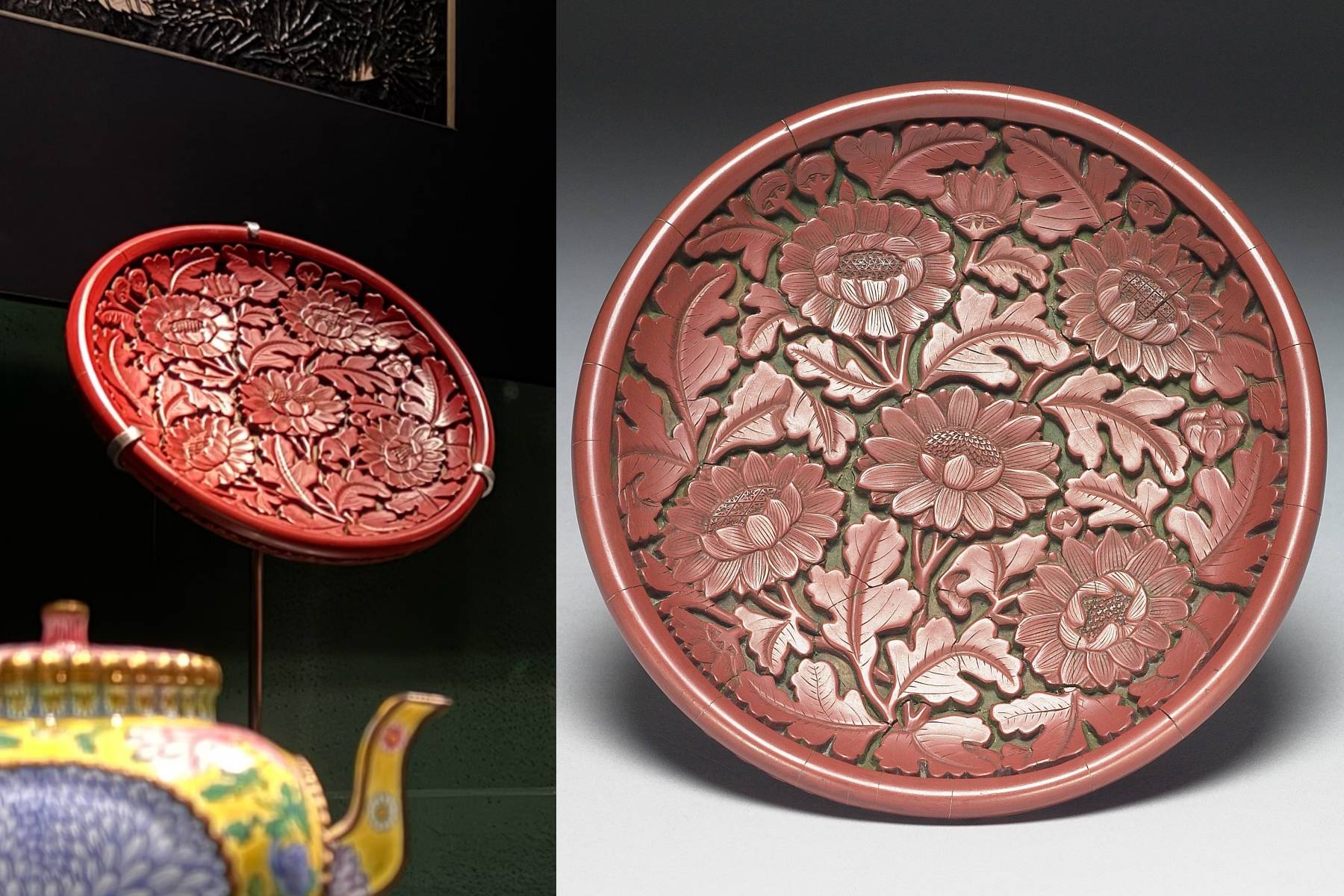 2剔紅菊花圓盤 明，永樂皇帝在位款識 1368–1644 年 國立故宮博物院