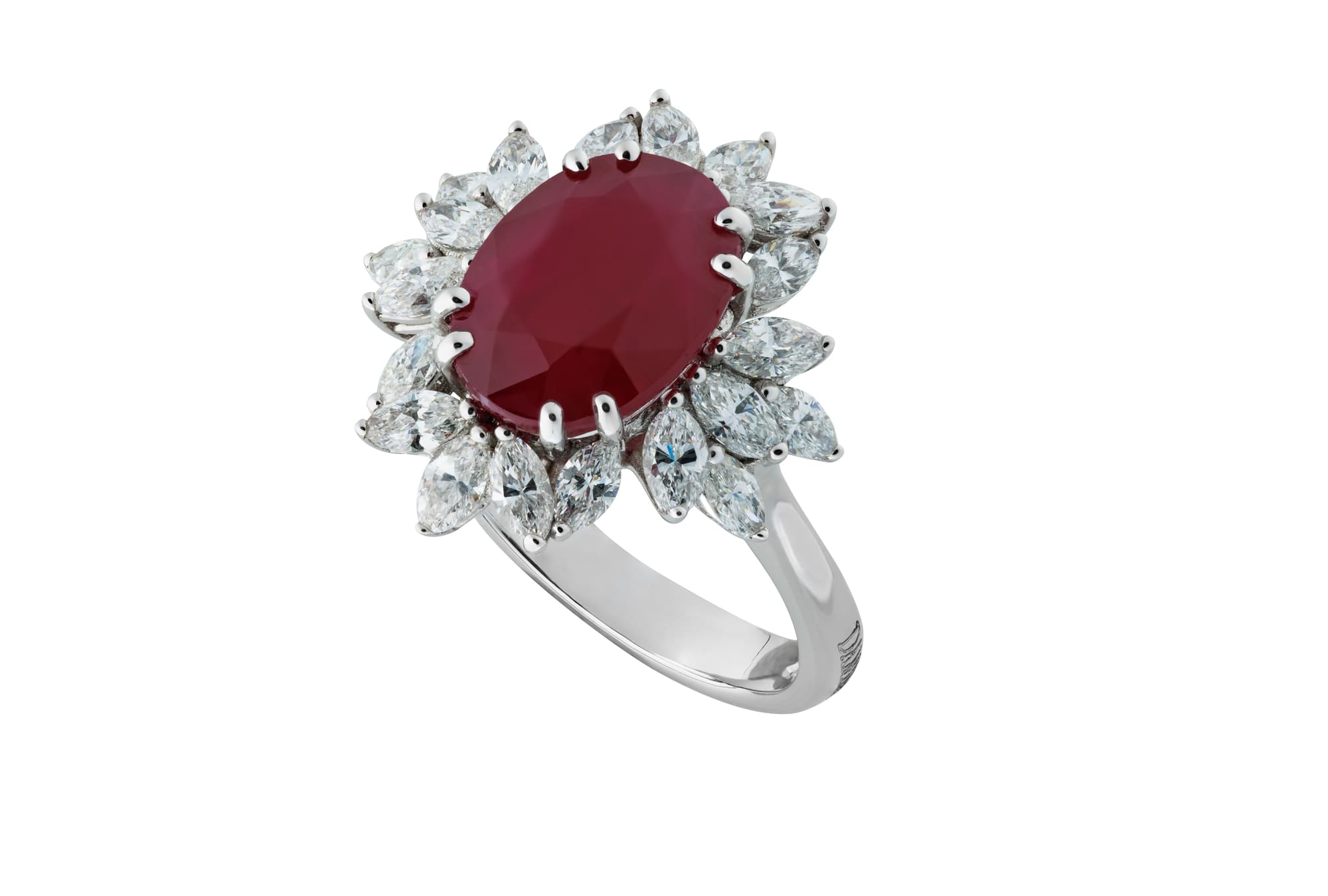 DAMIANI Absolute絕對Gemme D系列18K白金紅寶石鑽石戒指，建議售價NT 728000