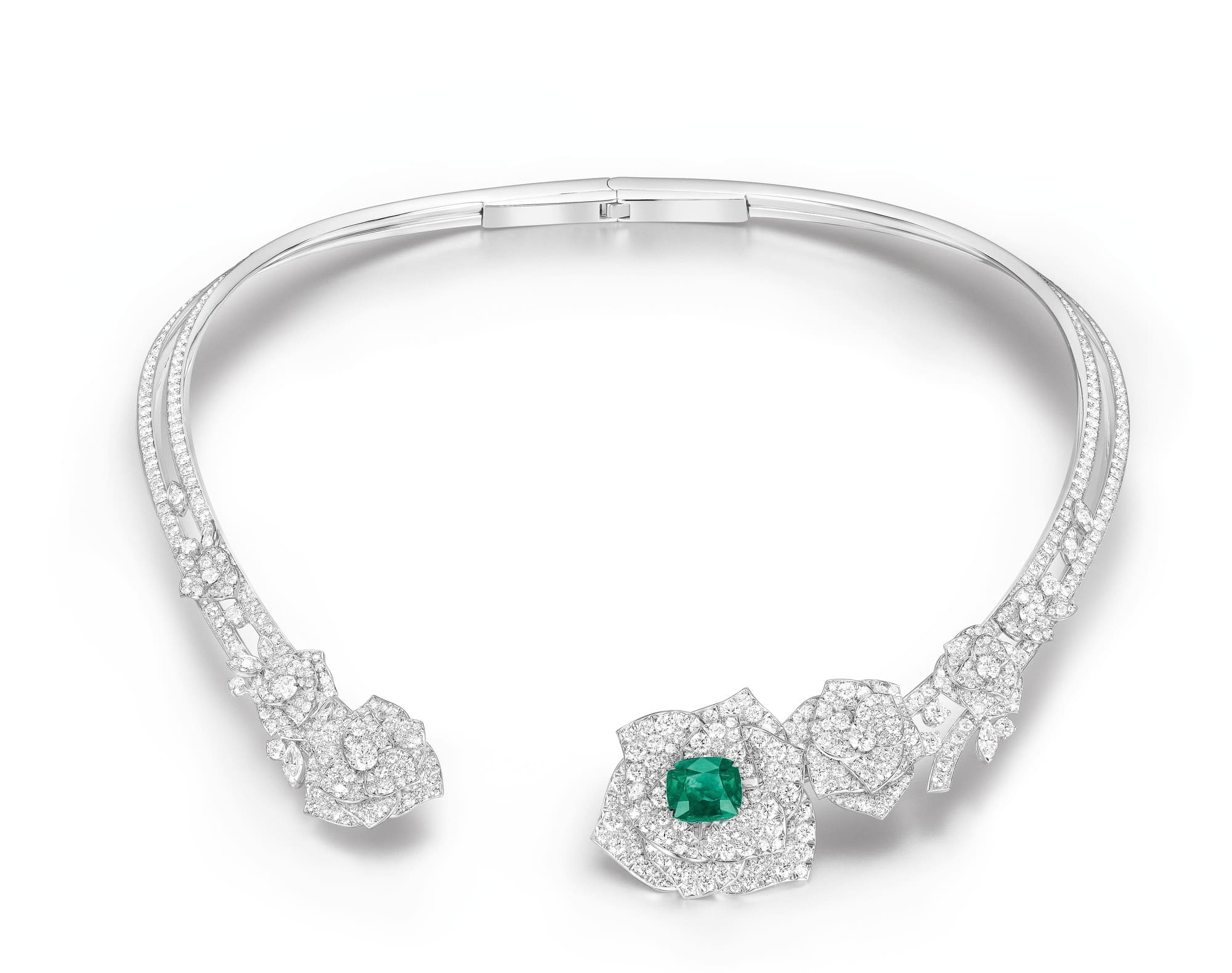 PIAGET Rose頂級珠寶系列18K白金祖母綠鑽石項鍊 G37UB800