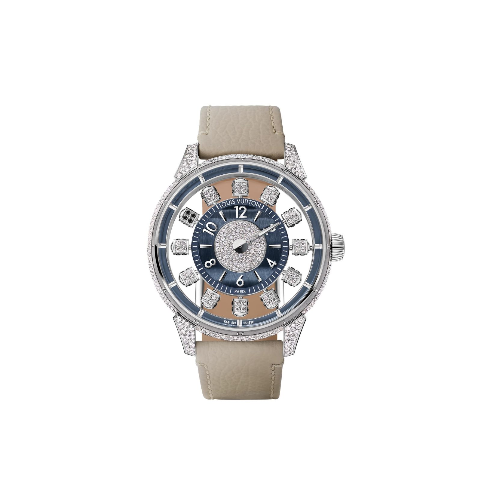 【新品】Tambour Taiko Spin Time Air，自動機芯，白K金，鷹眼石及鑽石 建議售價5250000 W9WG31
