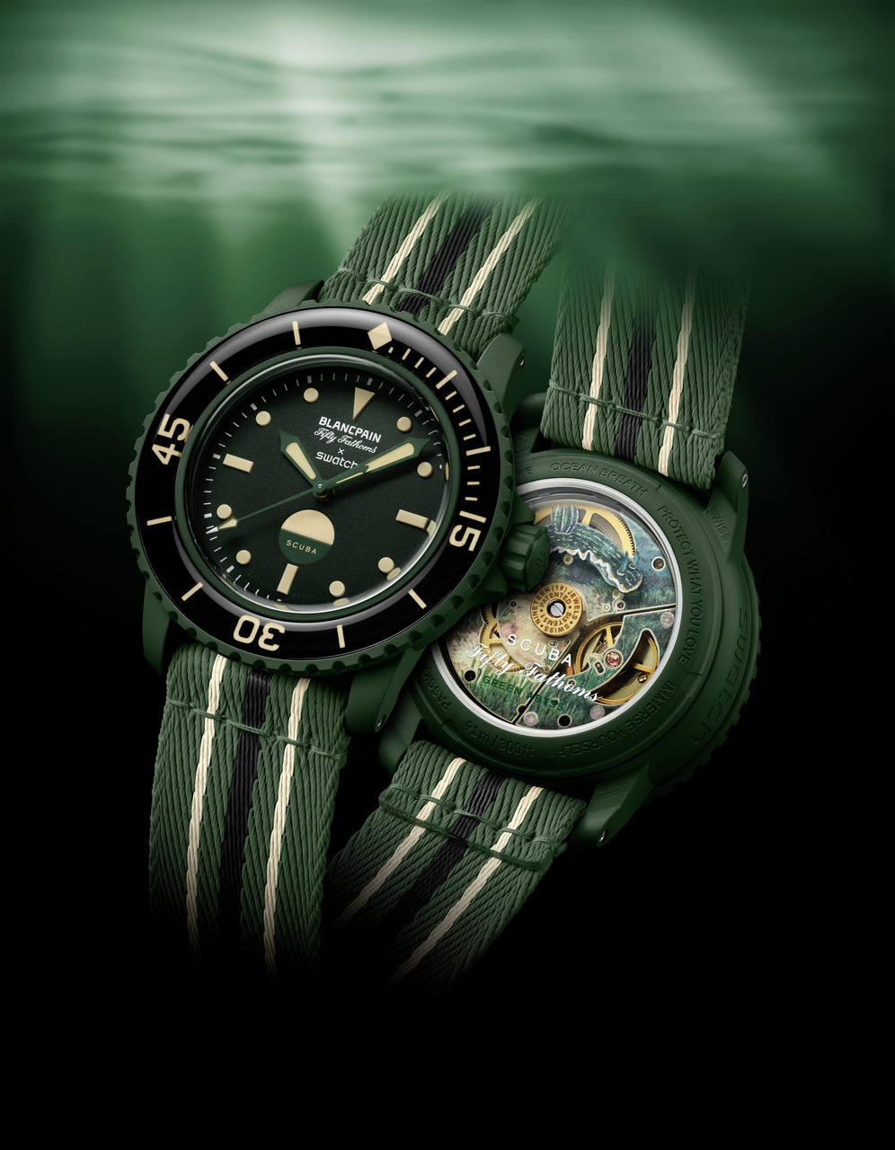BLANCPAIN X SWATCH BIOCERAMIC SCUBA FIFTY FATHOMS 系列推出全新錶款 GREEN ABYSS