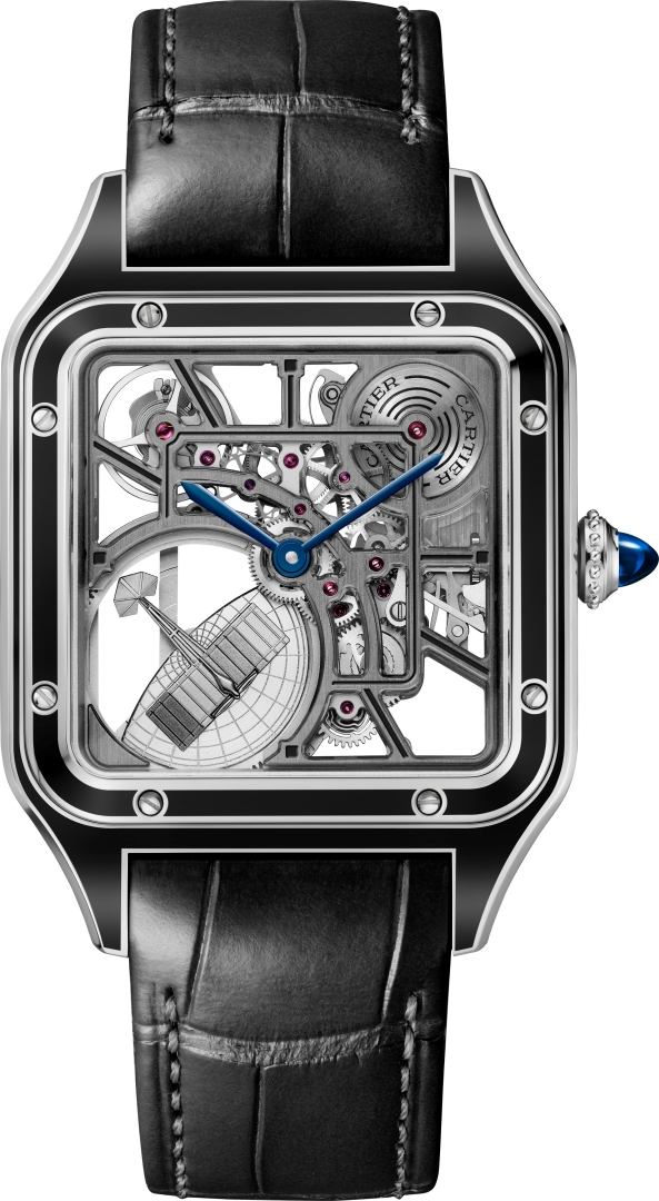 CAR CRWHSA0044 T3014 V3007 B0008 AP Santos Dumont Microrotor OG Laque Noir Bracelet Noir